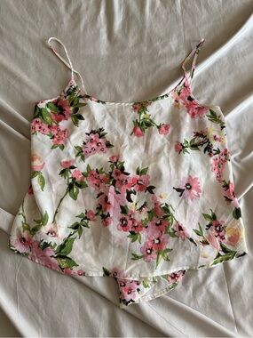 Ambiance White Cami with Pink Floral Print